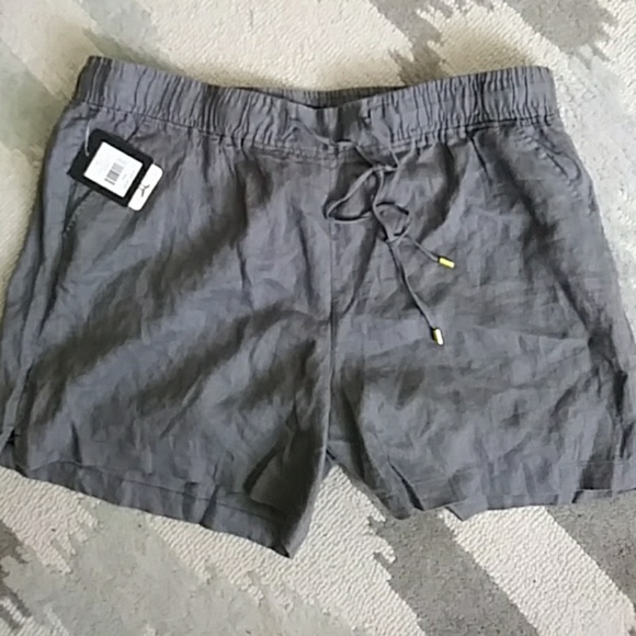 elastic waist linen shorts